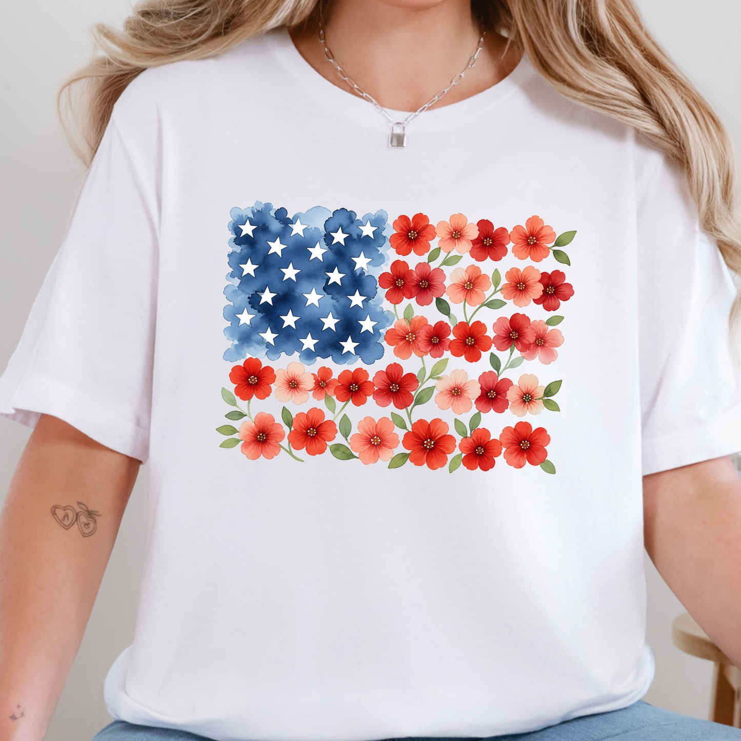 Floral American Flag Graphic Tee