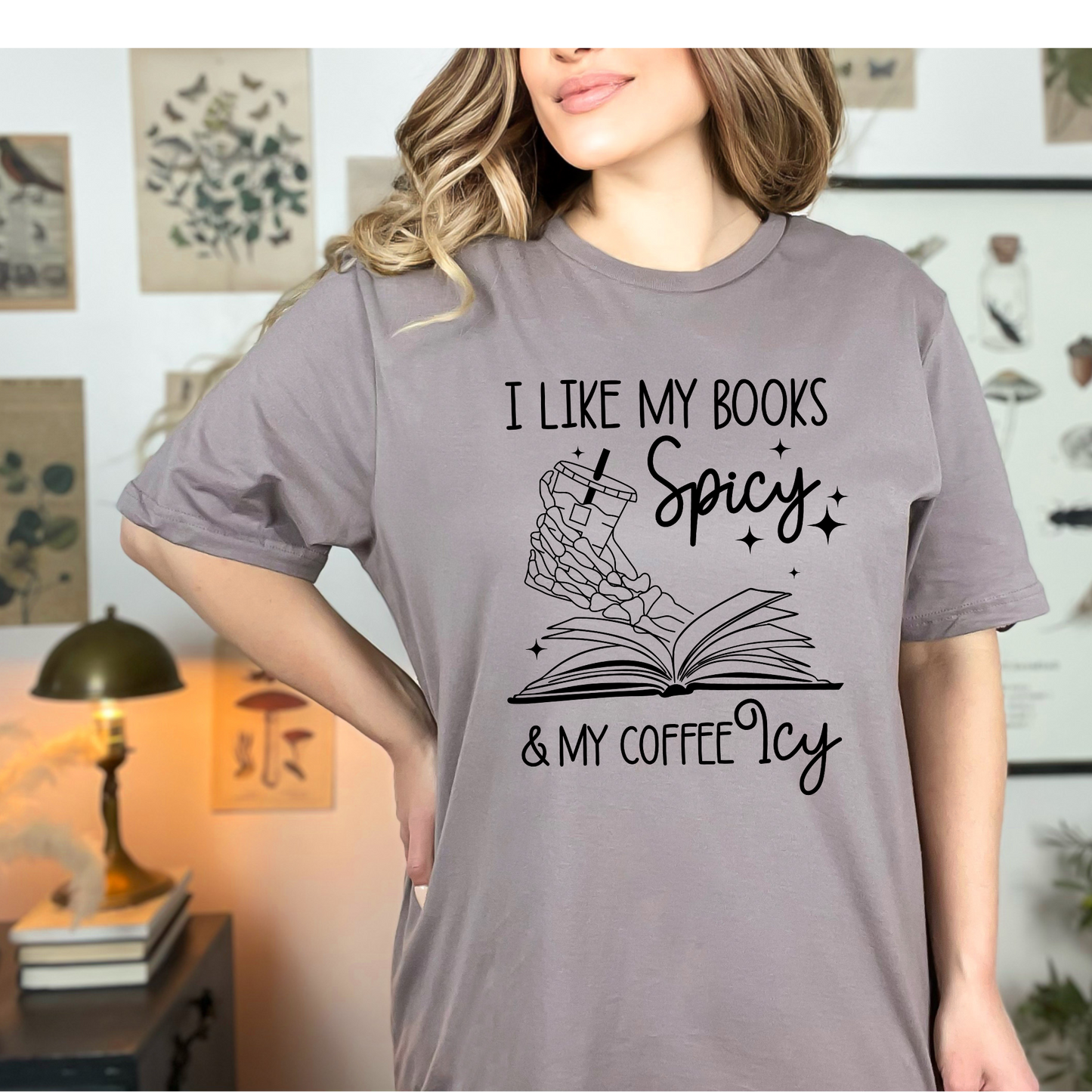 Books Spicy Coffee Icy Graphic Tee