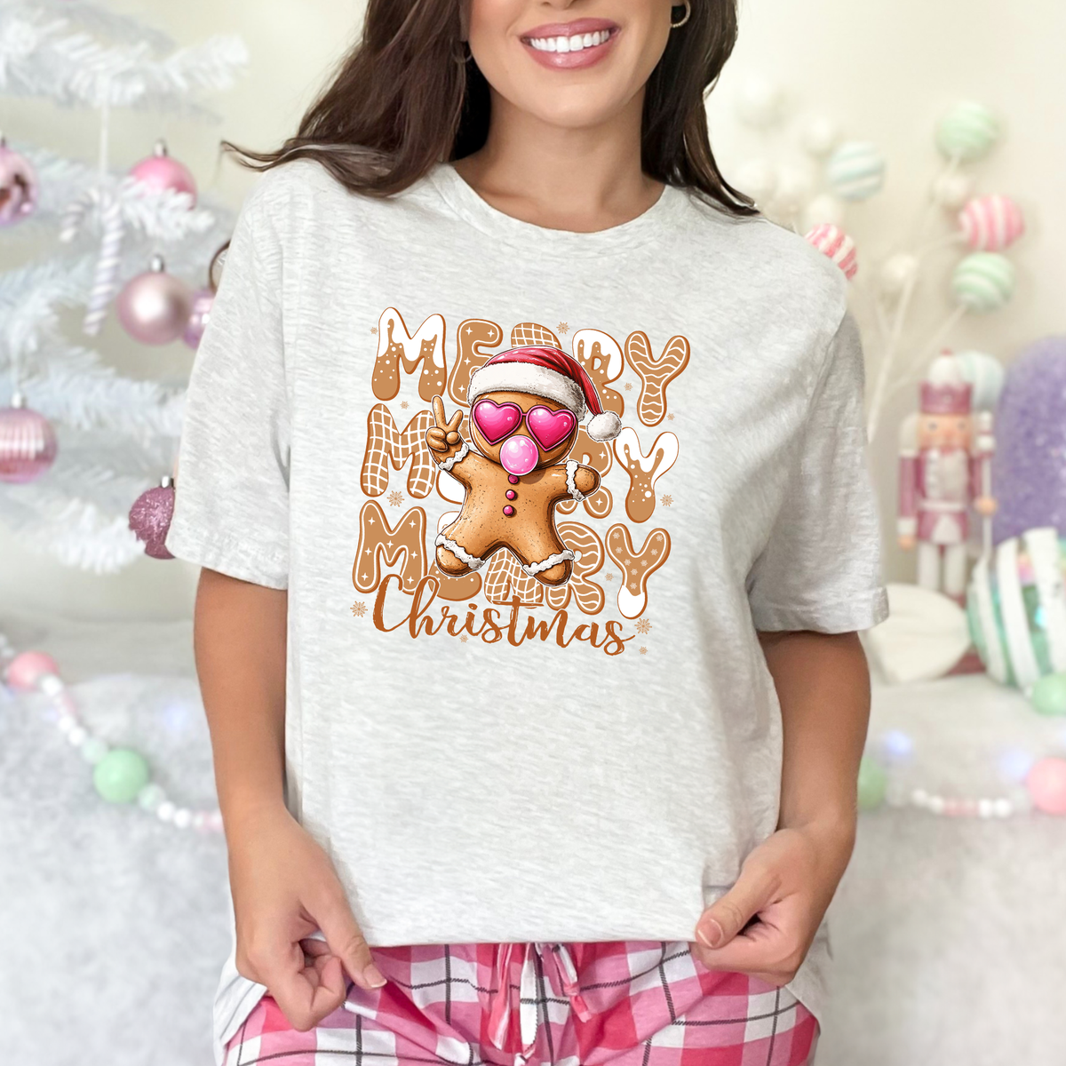 Merry Christmas Gingerbread Graphic Tee