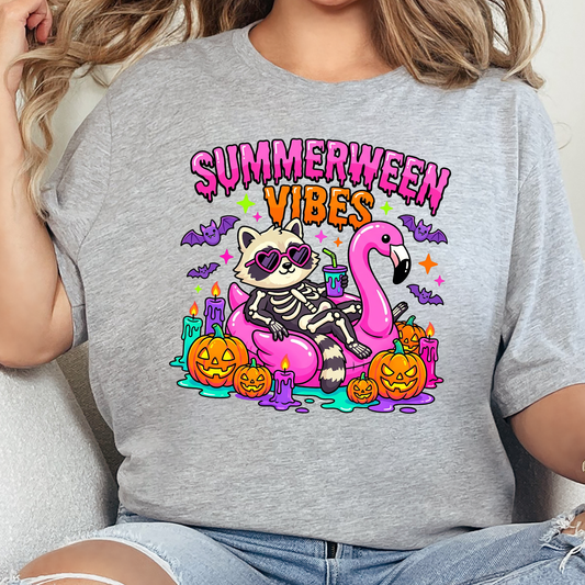 Summerween Vibes Raccoon Graphic Tee