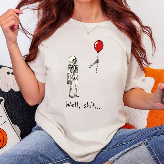 Skeleton Red Balloon Graphic Tee