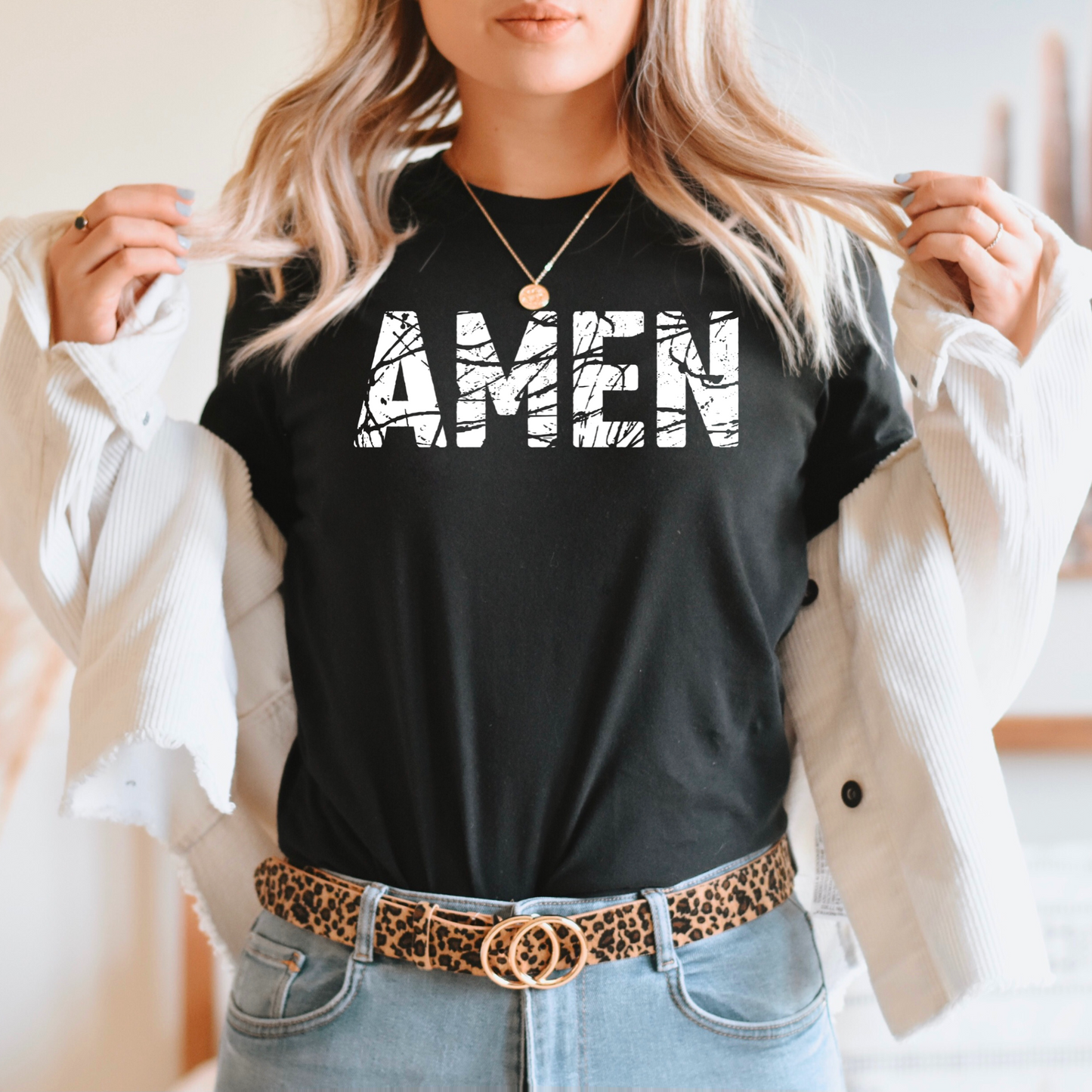 Amen Distressed Graphic Tee