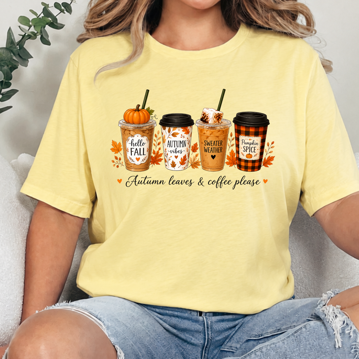 Autumn Leaves & Coffee Please Graphic Tee