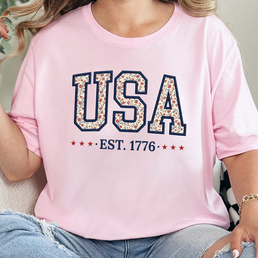 Floral USA Graphic Tee