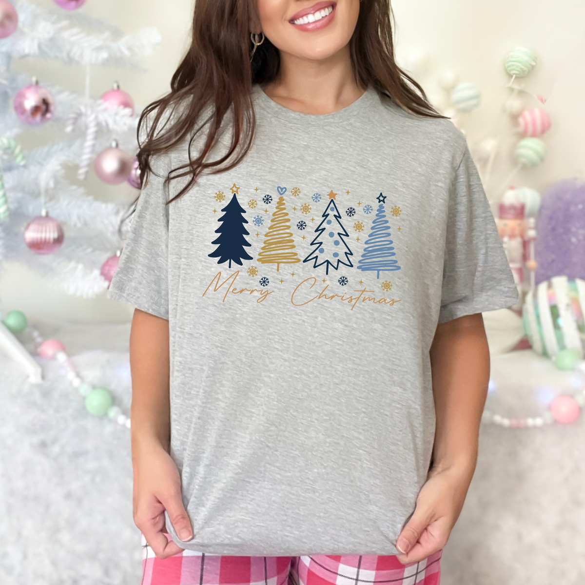 Blue Merry Christmas Graphic Tee