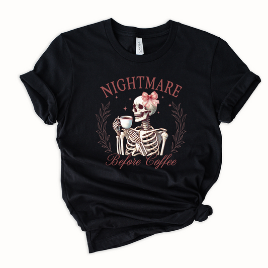 Skeleton nightmare before coffee Graphic Tee