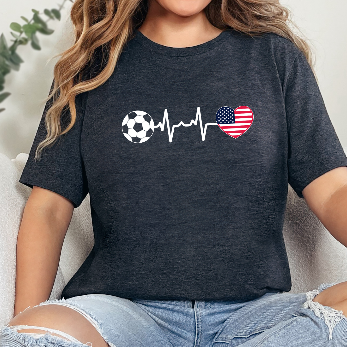 Soccer Heartbeat USA Graphic Tee
