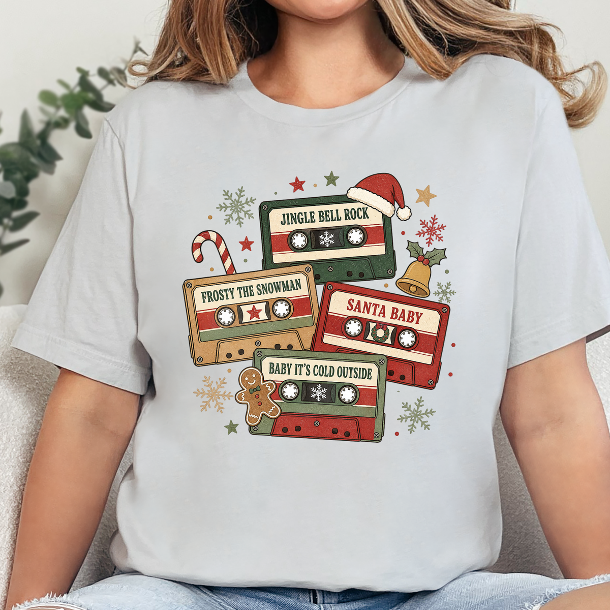Vintage Christmas Cassettes Graphic Tee