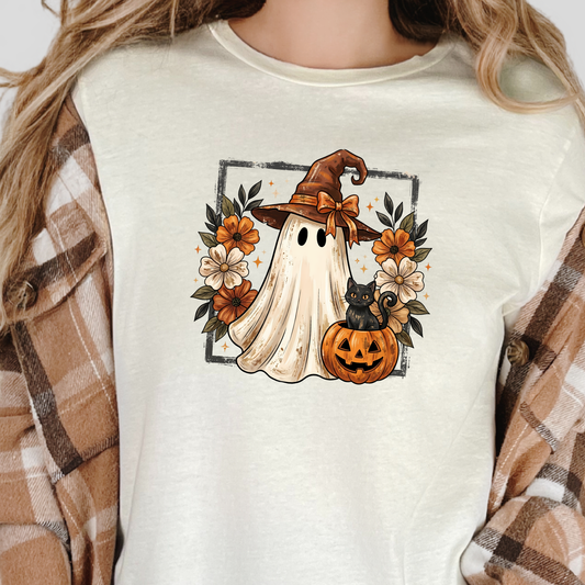 Vintage Halloween Witch Ghost Graphic Tee