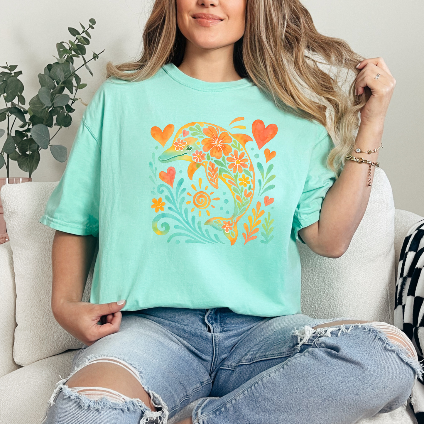 Dolphin Floral Graphic Tee