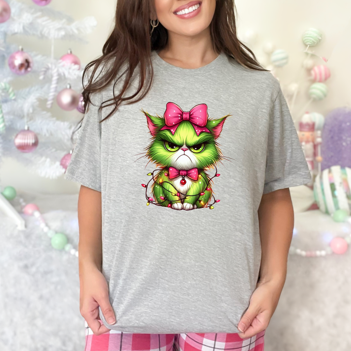 Angry Christmas Cat Graphic Tee
