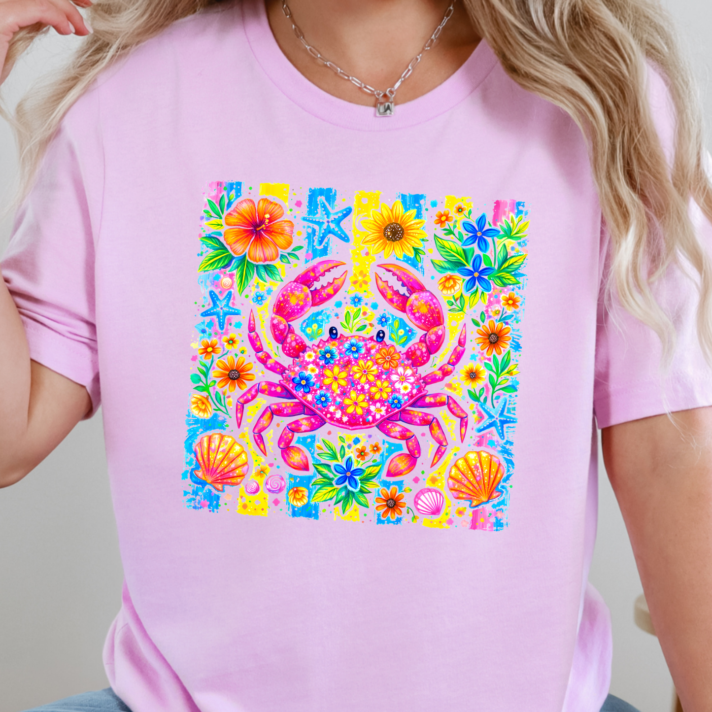 Preppy Summer Crab Graphic Tee