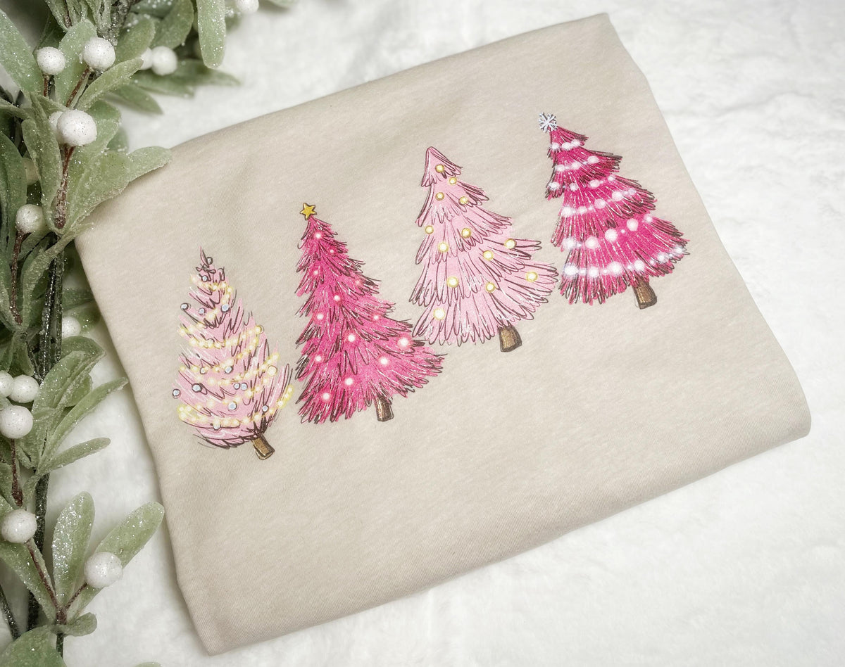 Pink Christmas Trees Graphic Tee
