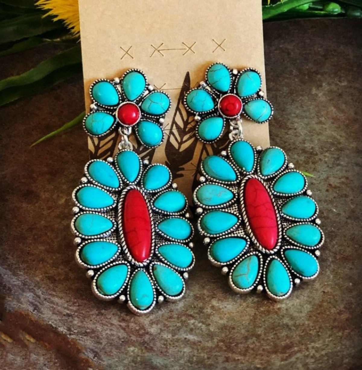 Turquoise Oval Drop Earrings