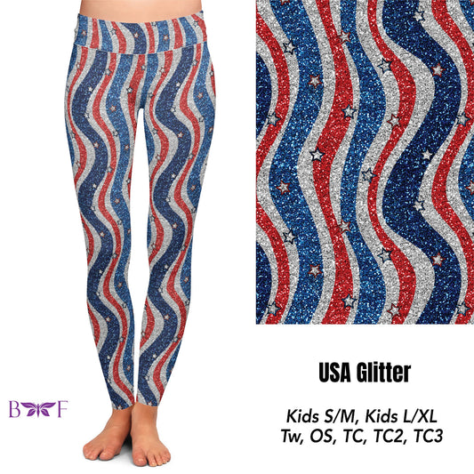 USA Glitter Capris, and shorts with pockets