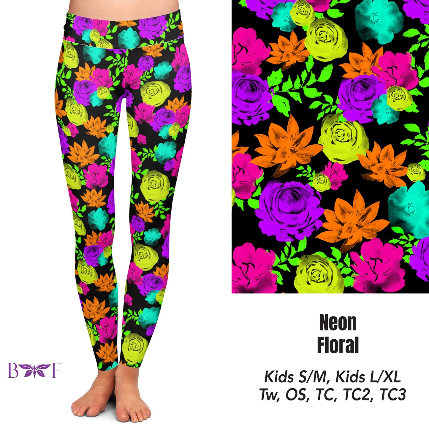 Neon Floral Leggings and Capris