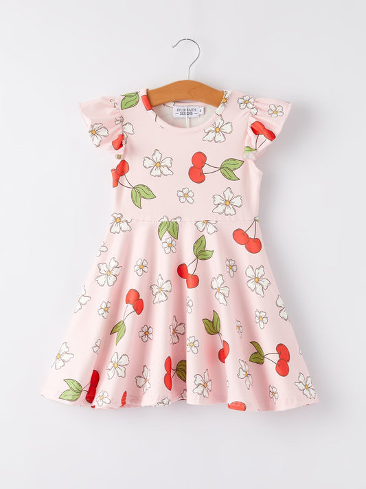 Charming Cherry Flower Dress for Little Ones