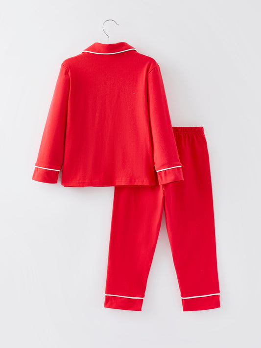 Christmas Red Boys Santa Claus Embroidered Pajamas