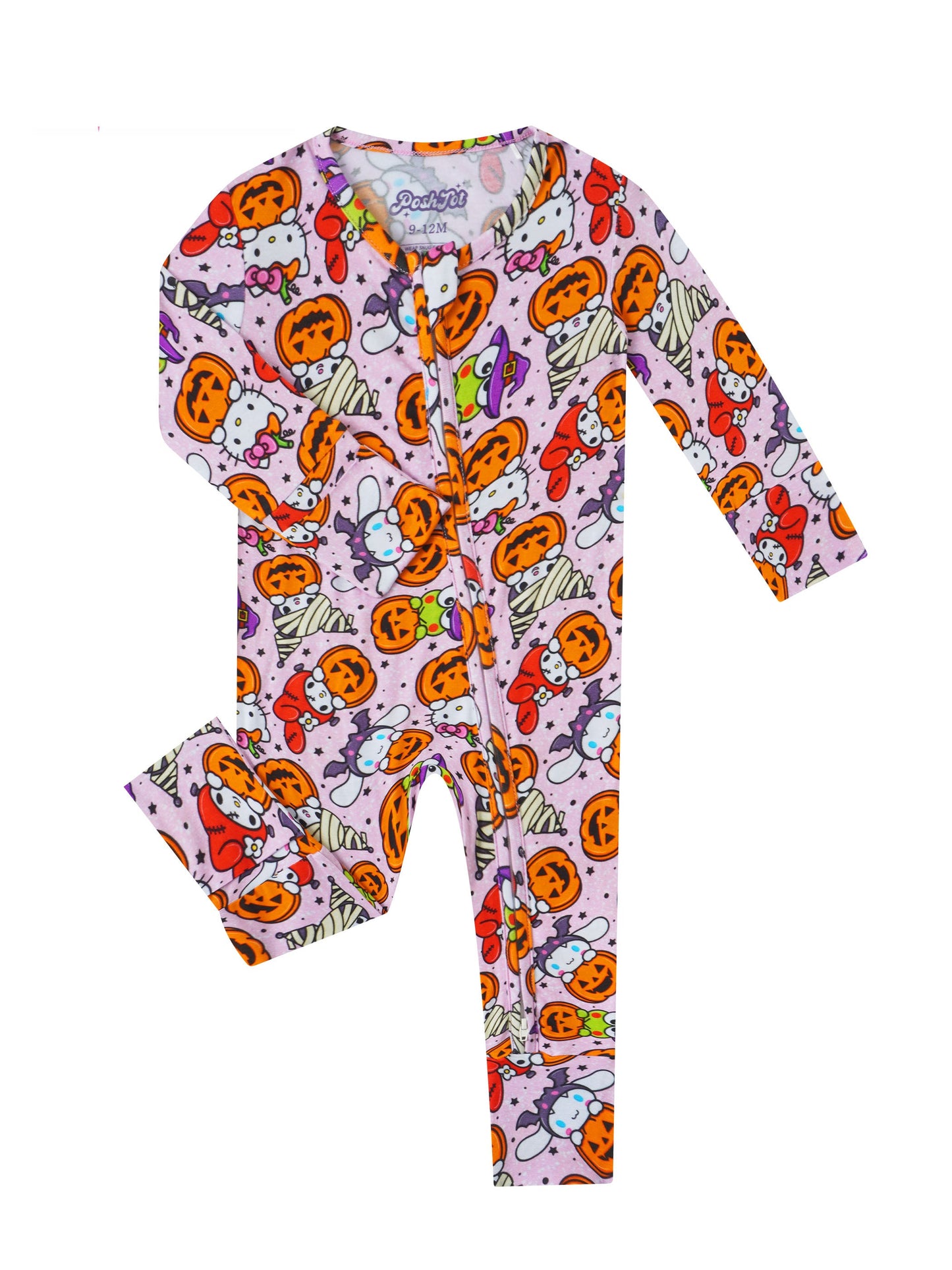 PoshTOT Sanrio Hello Kitty Pumpkin Bamboo Baby Convertible Zippy Romper