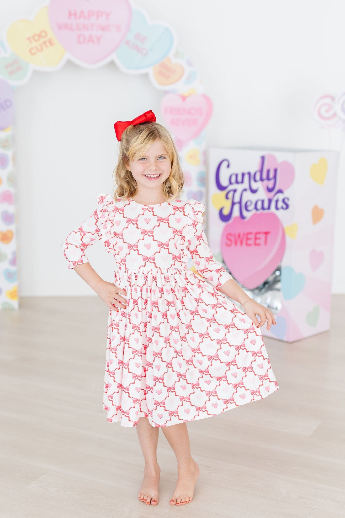 Lovebug 3/4 Sleeve Ruffle Twirl Dress