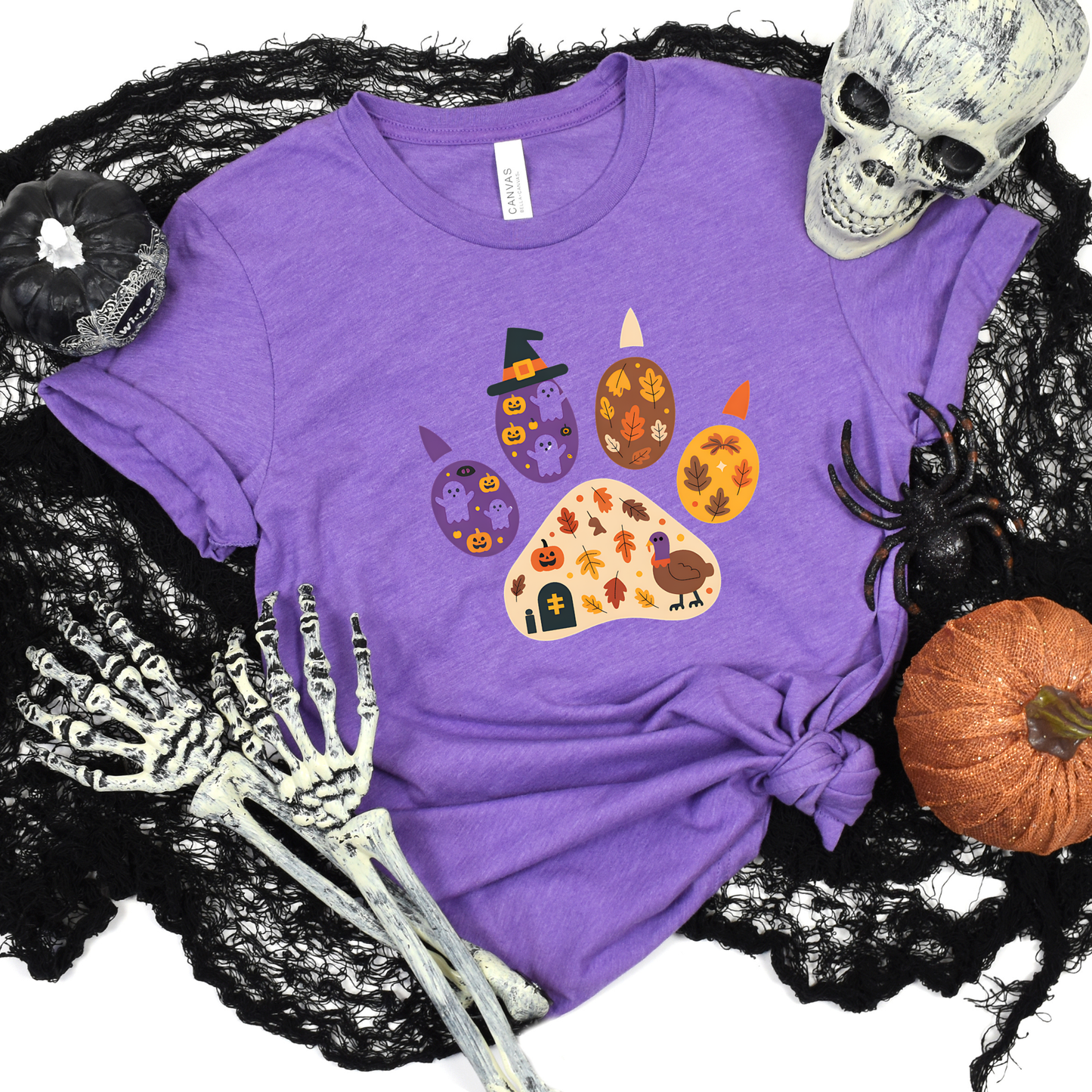 Spooky Fall Paw Print Graphic Tee