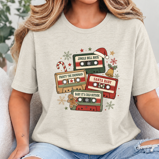 Vintage Christmas Cassettes Graphic Tee