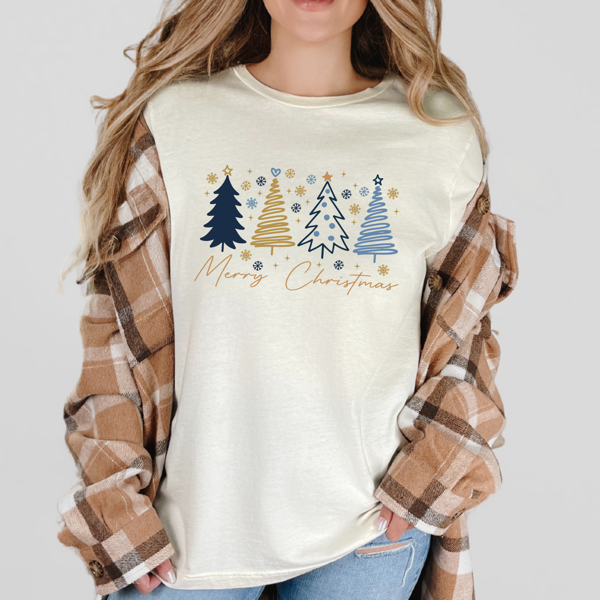Blue Merry Christmas Graphic Tee