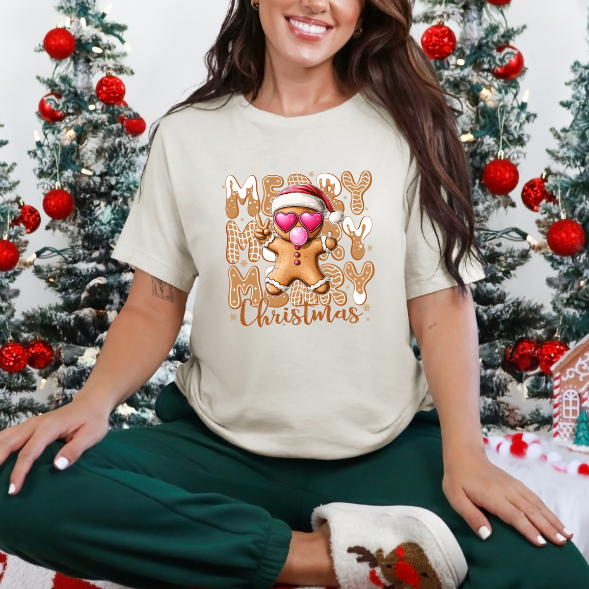 Merry Christmas Gingerbread Graphic Tee