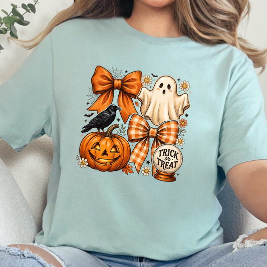 Preppy Halloween Coquette Ghost Graphic Tee