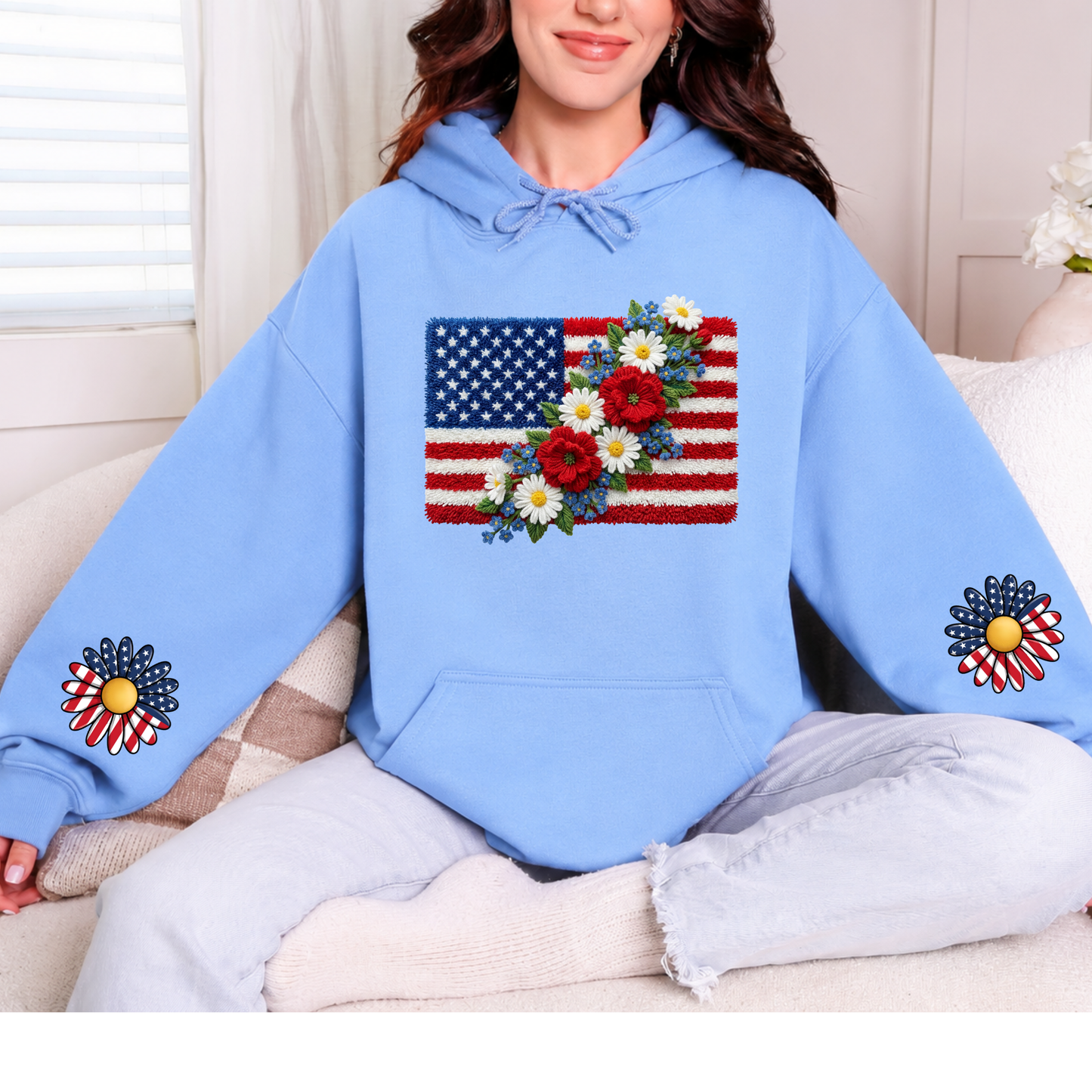 Floral Flag with Sleeves Graphic Hoodie