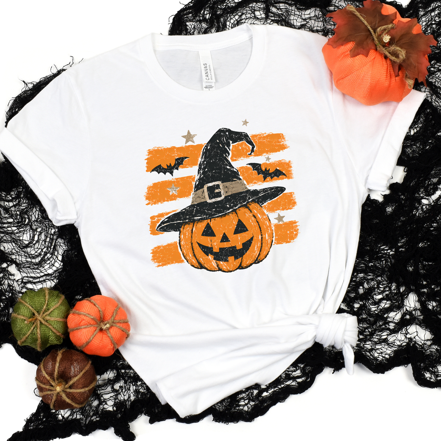 Striped Vintage Halloween Pumpkin Graphic Tee or Sweatshirt
