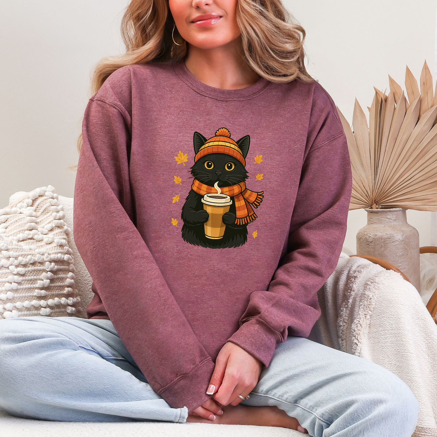 Fall Cat with Latte Sweatshirt