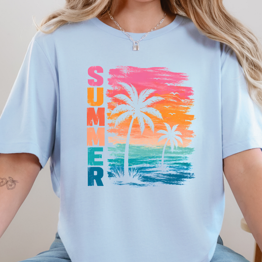 Summer Beach Sunset Graphic Tee
