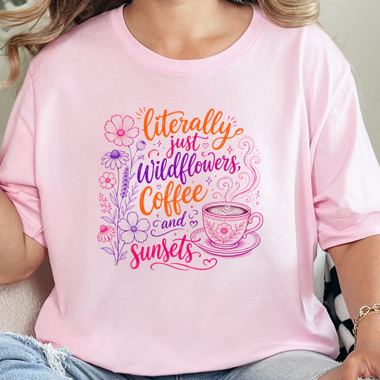 Wildflowers Coffee Sunsets Graphic Tee
