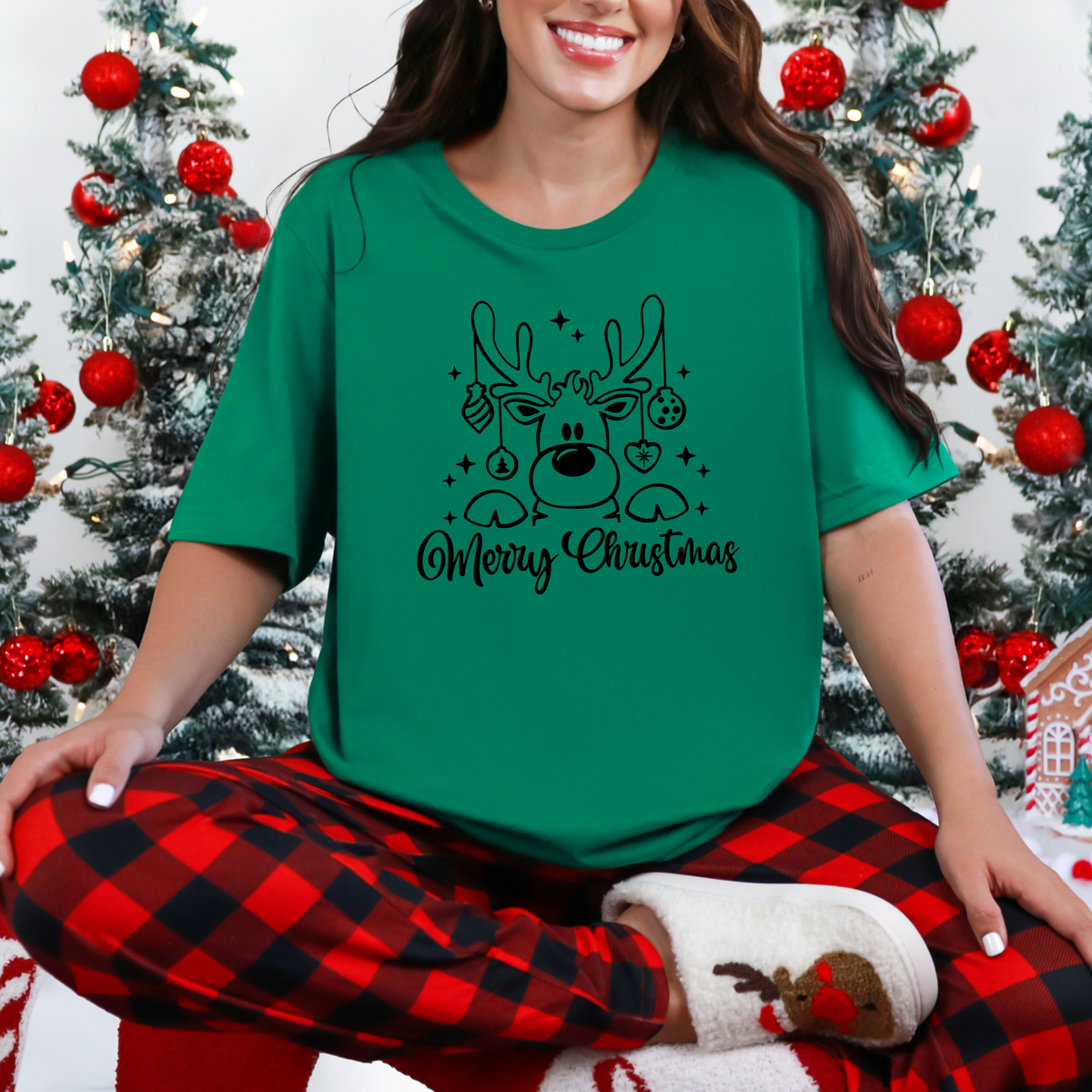 Merry Christmas Reindeer Graphic Tee