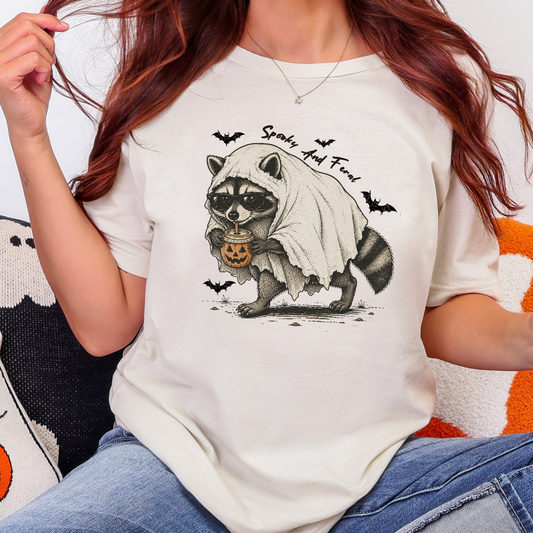 Spooky Raccoon Ghost Graphic Tee