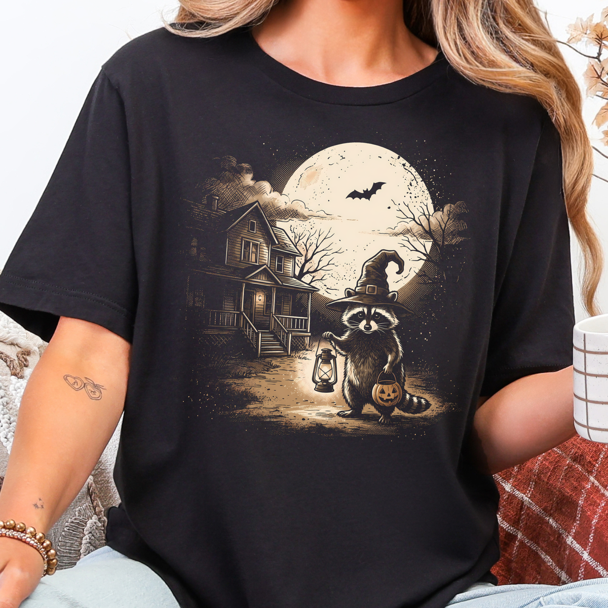 Vintage Spooky Raccoon Graphic Tee