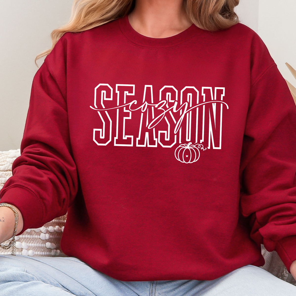 Cozy Season White Graphic Sweatshirt