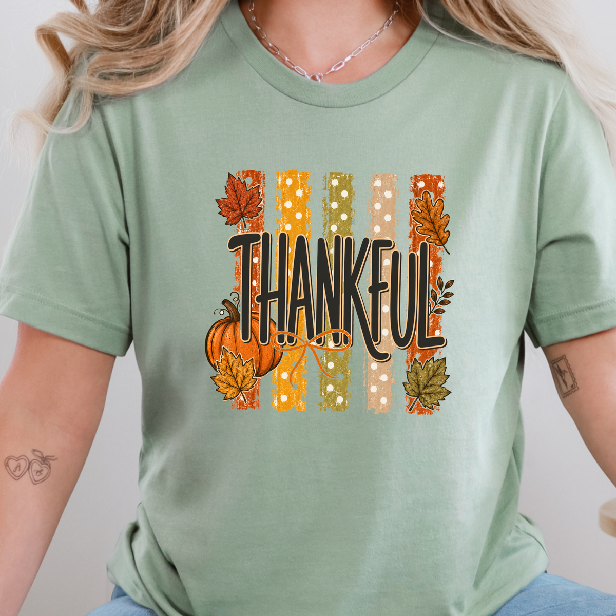 Thankful Striped Graphic Tee