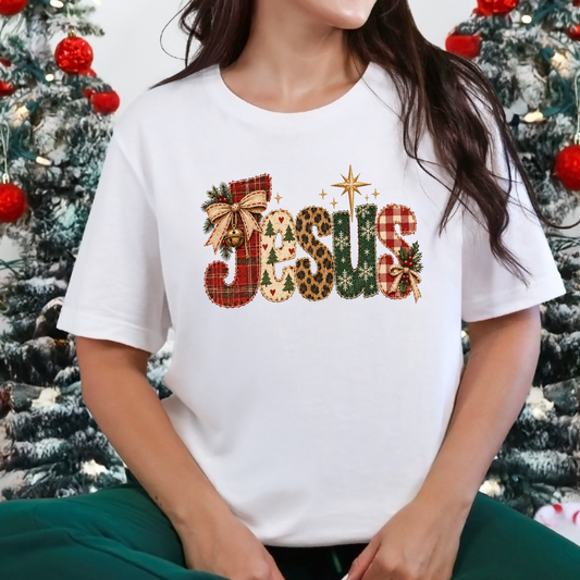 Christmas Patchwork Jesus Graphic Tee