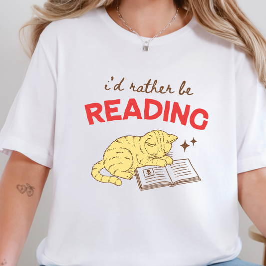 I'd Rather Be Reading Cat Graphic Tee
