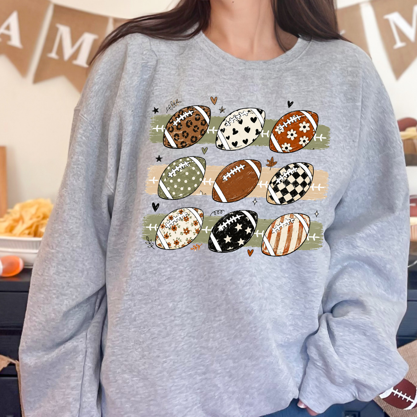 Football Grid Graphic Sweatshirt