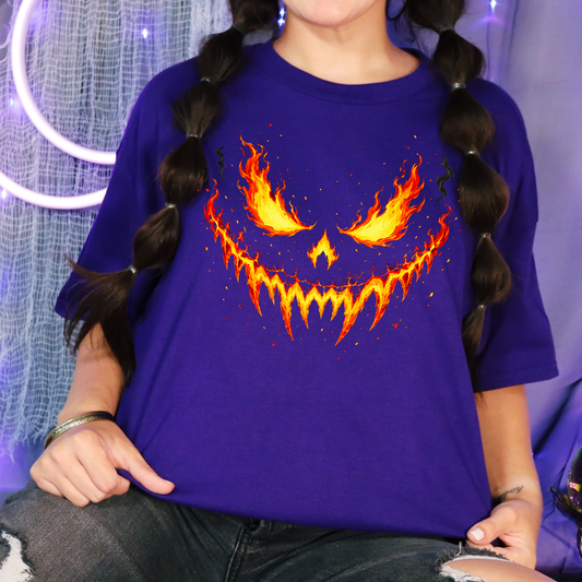 Flaming Pumpkin Face Graphic Tee