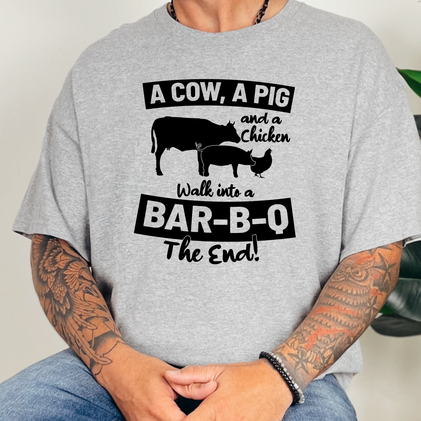 Cow, Pig & Chicken Bar B Q Graphic Tee
