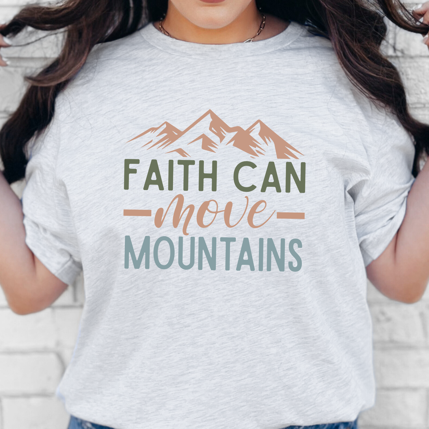 Faith Can Move Mountains Neutral Graphic Tee