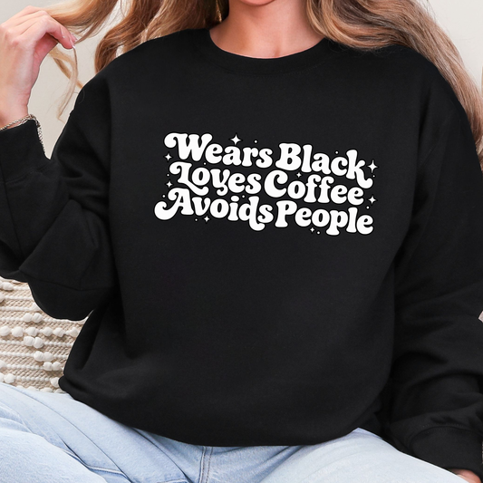 Wears Black Graphic Tee or Sweatshirt