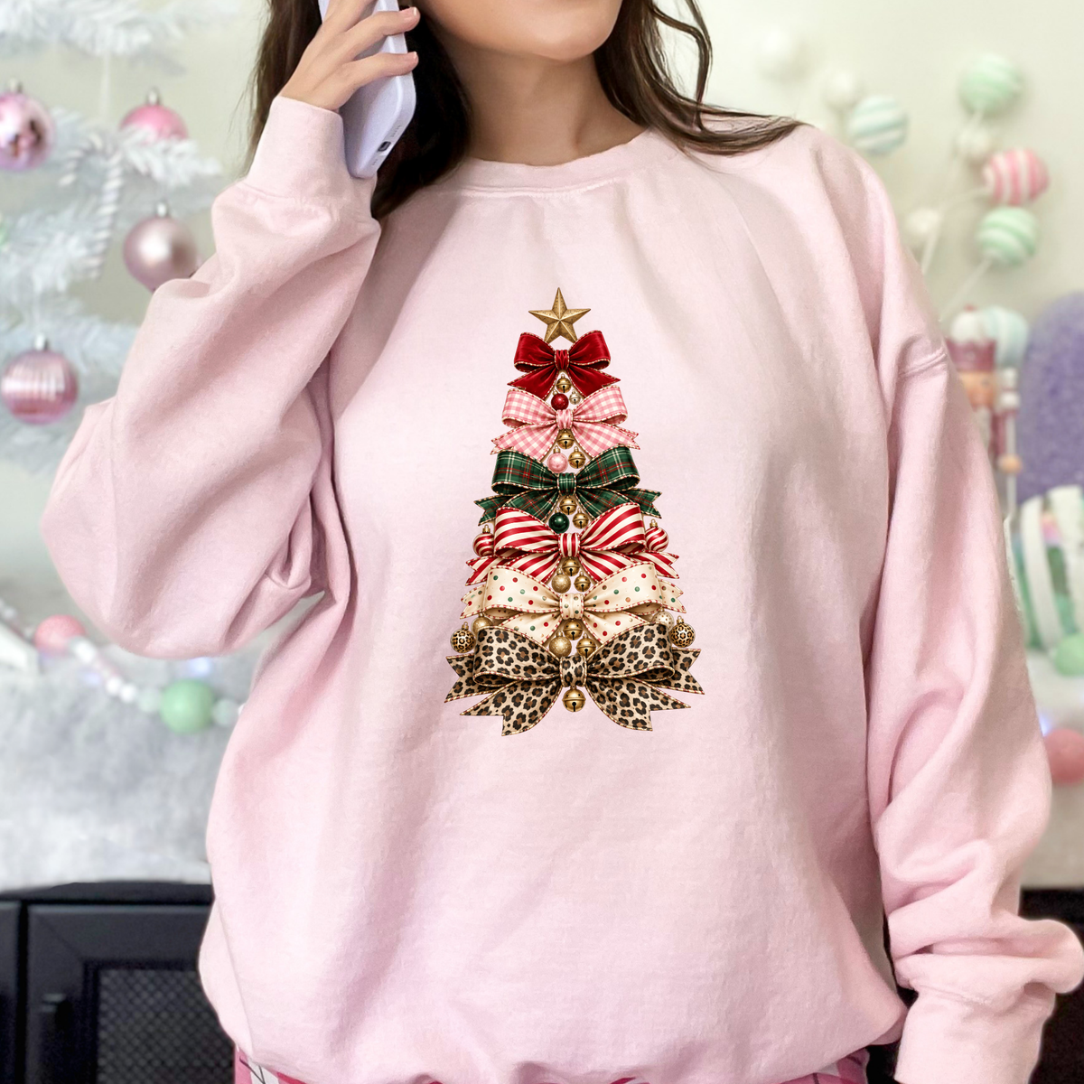 Christmas Bow Tree Graphic Tee or Sweatshirt