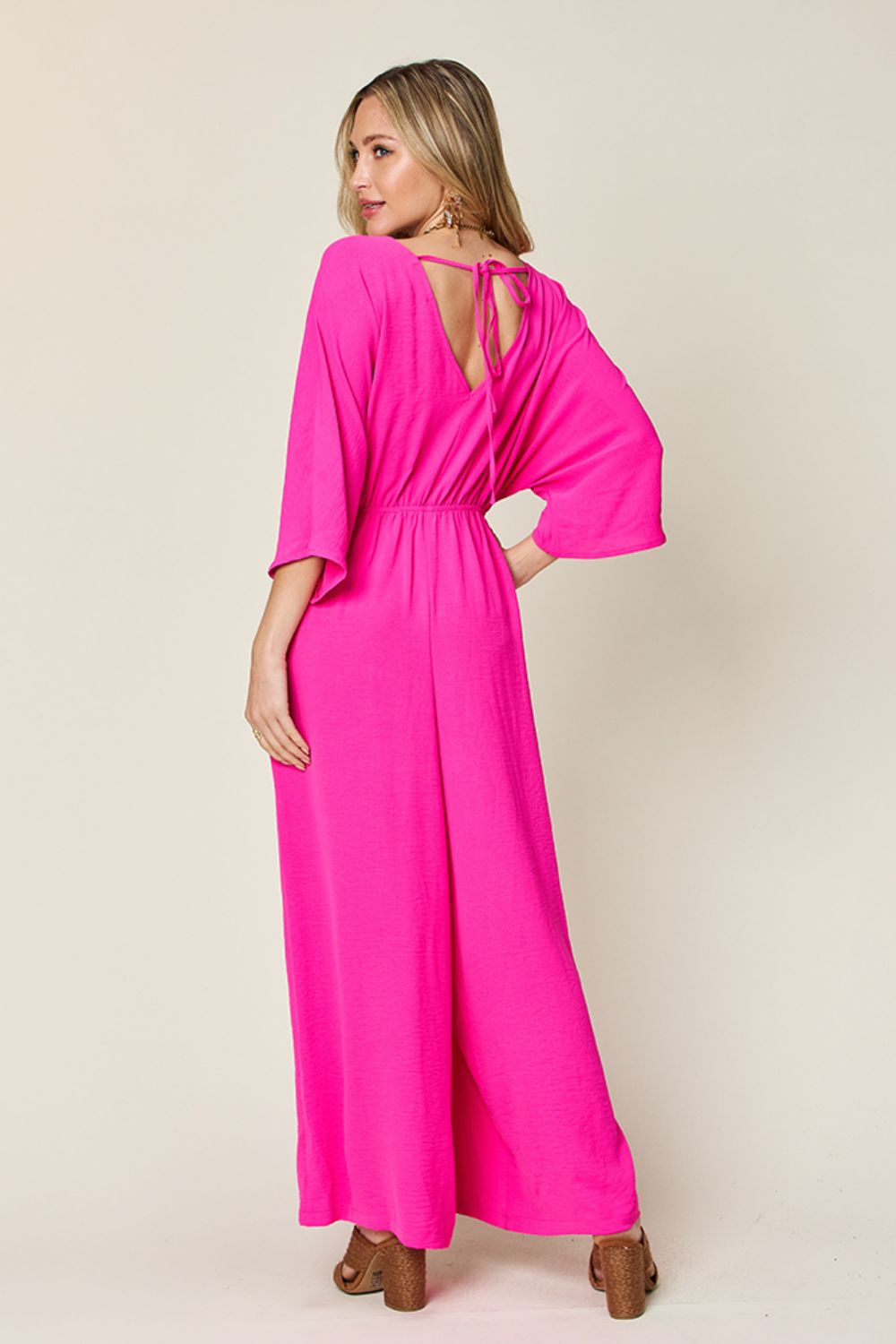 Double Take Half Sleeve Wide Leg Jumpsuit