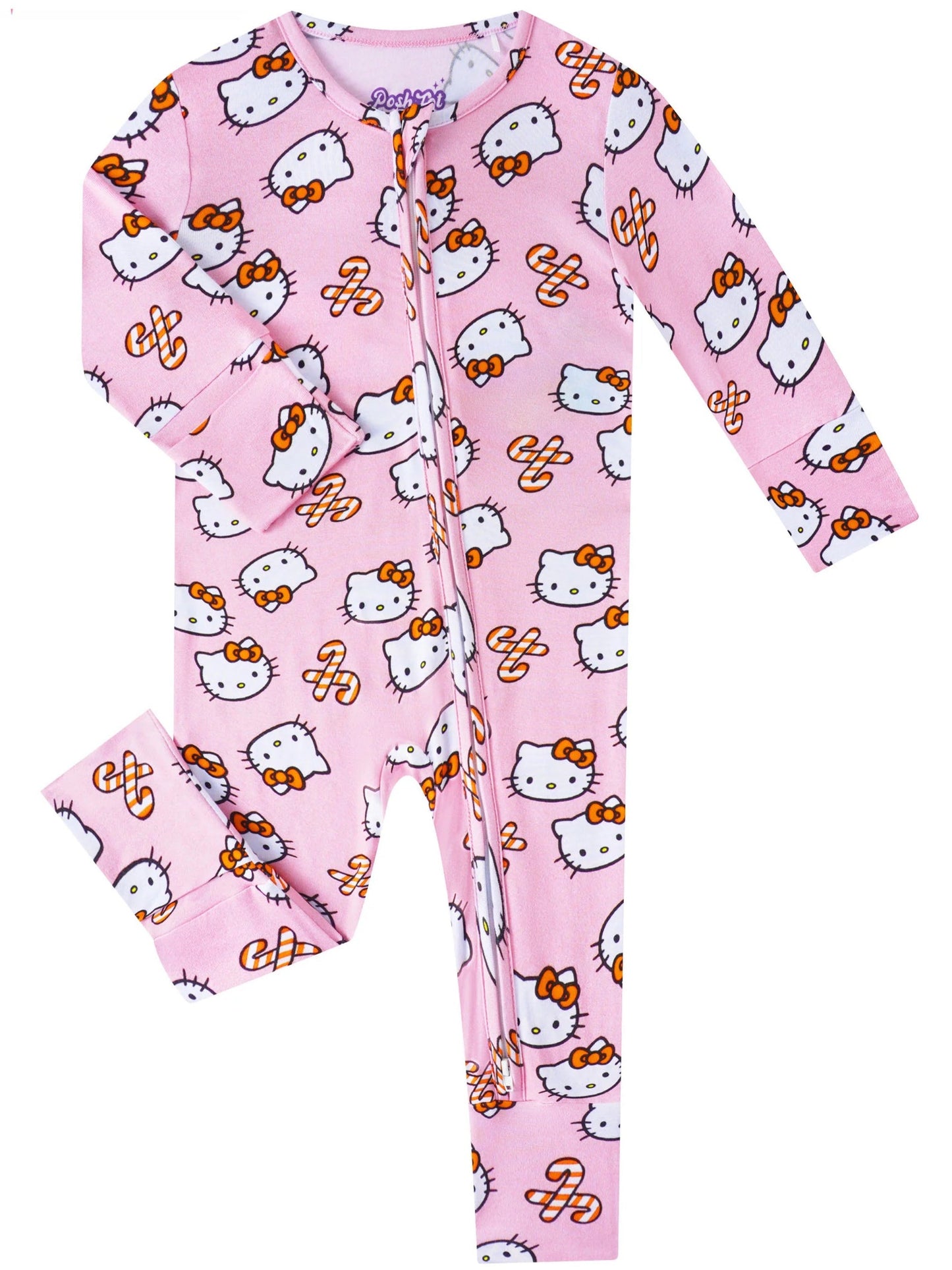 PoshTOT Sanrio Hello Kitty Pink Bamboo Baby Convertible Zippy Romper