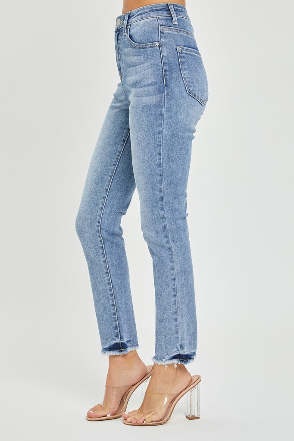 RISEN High Rise Frayed Hem Skinny Jeans